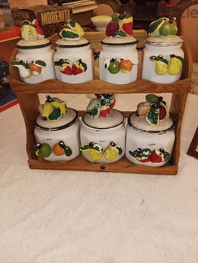 Vintage hand made Ceramic Canister set of 7