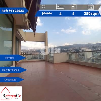 Fully furnished with terrace in Jdeideh شقة مفروشة مع تراس في جديده