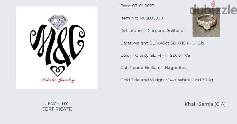 Certified Diamond solitaire ring 4