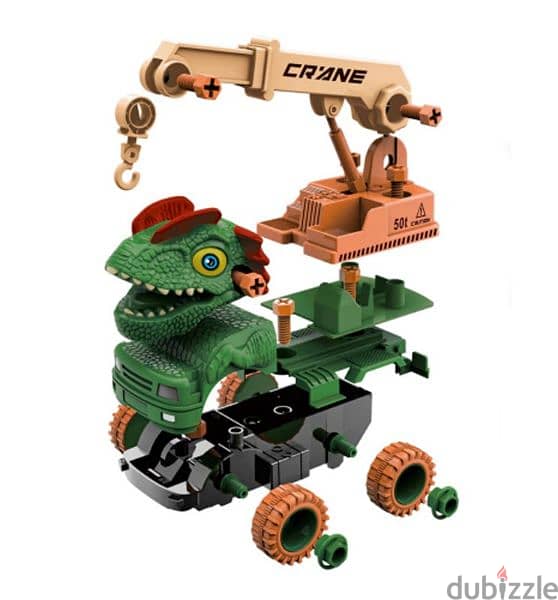 Dinosaur Truck With Crane DIY Puzzle Assorted 1