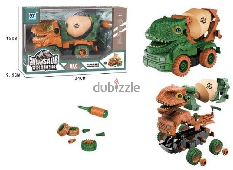 Dinosaur Truck With Cement Mixer DIY Puzzle Assorted 0