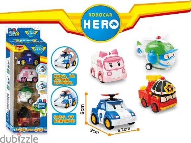 Robocar Hero Toy Car Rescue Team Set 4 Pcs 0