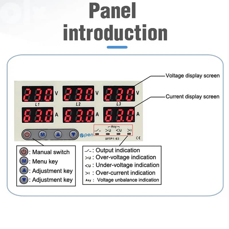 Three phase voltage and current protector 3p+1n 0