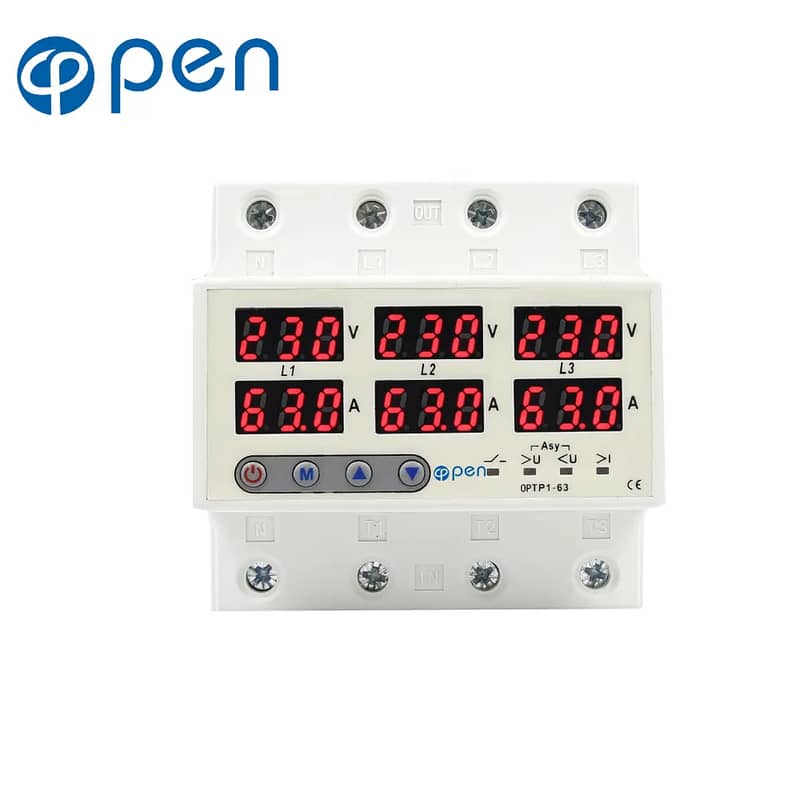 Three phase voltage and current protector 3p+1n 1