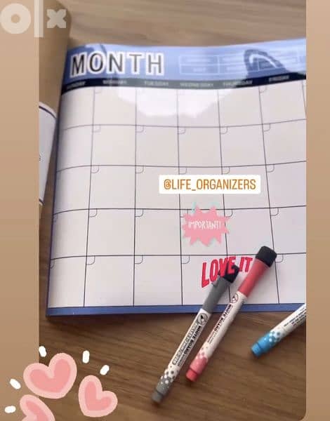 Magentic Calendar with markers and eraser 8
