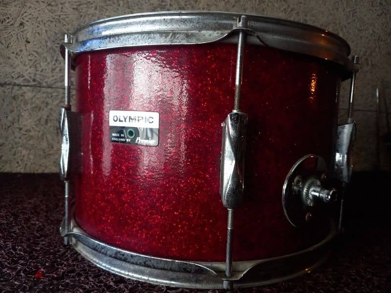 Vintage Premier 60's Olympic Red sparkle 13" tomtom made in England 3