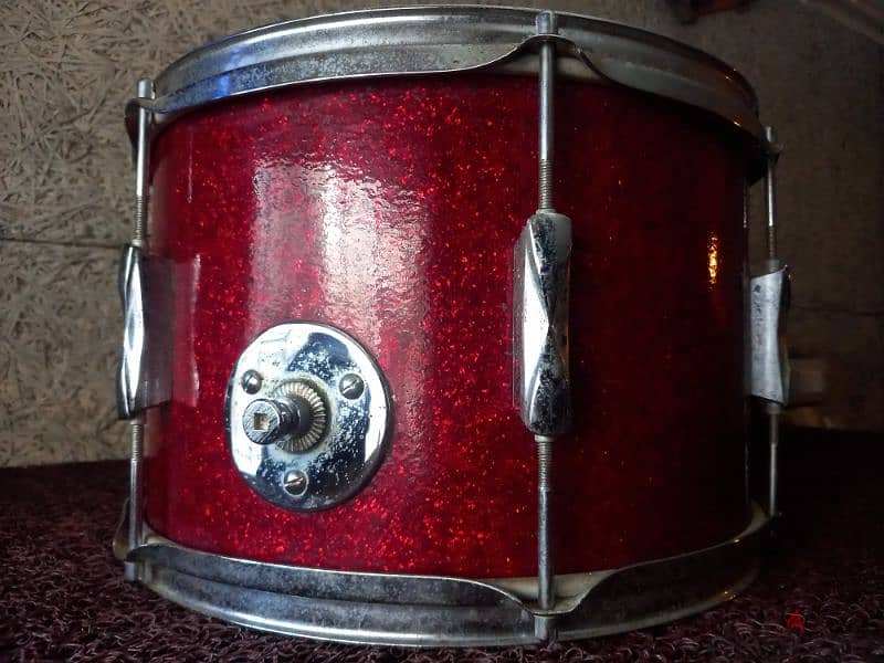 Vintage Premier 60's Olympic Red sparkle 13" tomtom made in England 4