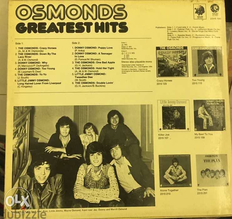vinyl lp - Osmonds Greatest Hits Label: MGM Records ‎– 2315 190, Kolob 1