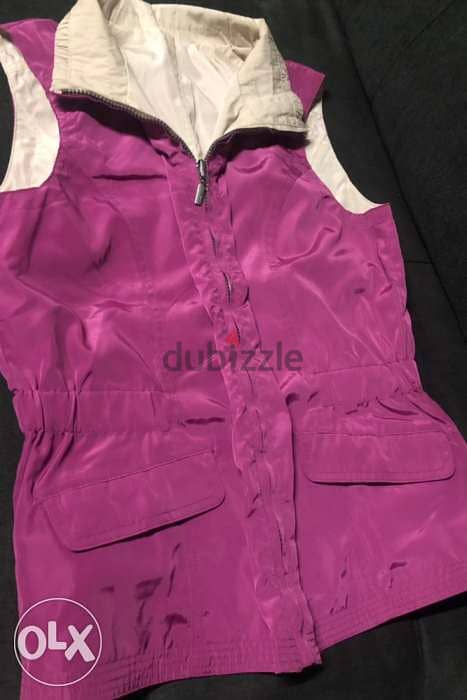 NEW. Lady Jacket, sleeve less, purple/beige color, TCHIBO brand 1