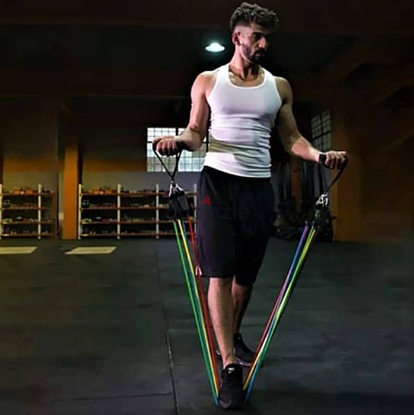 5-Piece Fitness Resistance Bands & Strap Set, 5-Level Ropes, Carry Bag 2