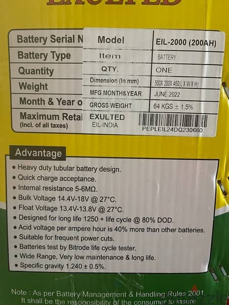 tubular battery exulted 12V 200AH 156$ deep cycle     240AH 190$ 2