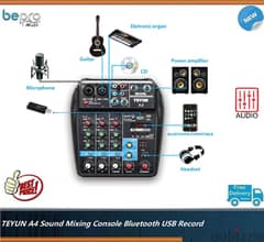 TEYUN A4 Sound Mixing Console Bluetooth USB & Record , Audio Mixer