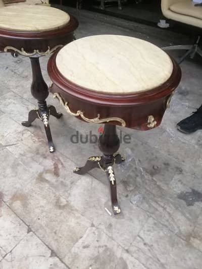 طاولات زواية صالون عدد٢ خشب زين وجه رخام سعر لقطة side table