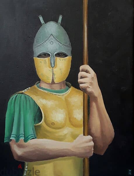 Etruscan warrior oil on canvas painting 0