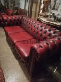 Amazing sofa three seaters chesterfield  genuine leather england 0