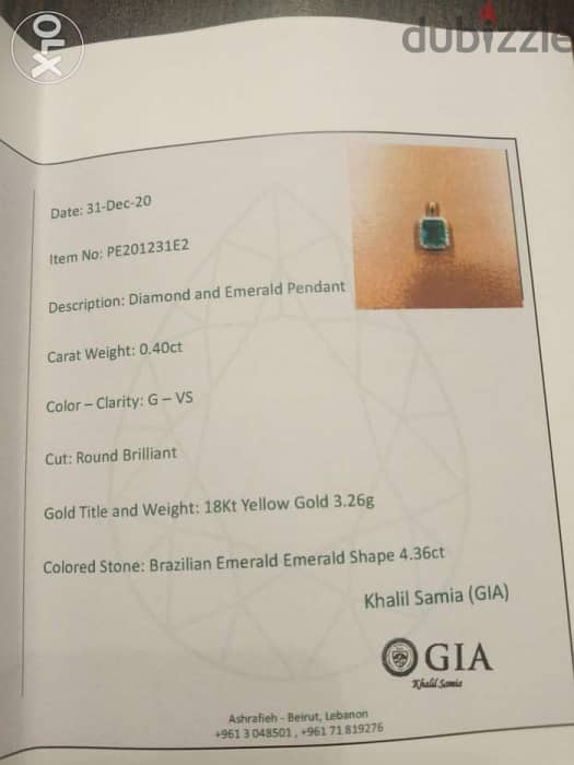Certified 4.36 ct emerald pendant 3