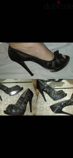 shoes black chiffon with ribbon Jean Pierre used once size 39 0