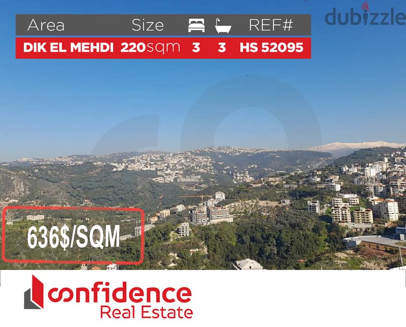 FULLY DECORATED 220 SQM Apartment in DIK EL MEHDI! REF#HS52095 0