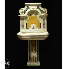 Magnificient antique italian polychrome marble wall fountain.