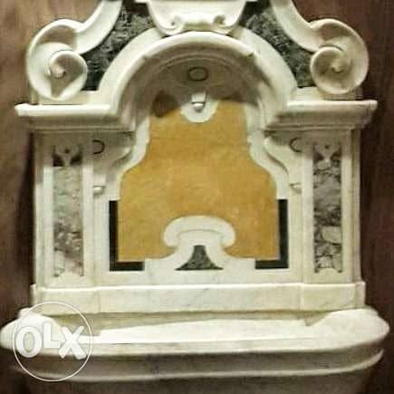 Magnificient antique italian polychrome marble wall fountain. 2