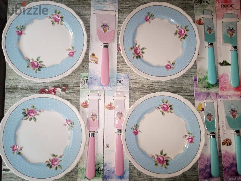floral desserts and sweets plates and knifes 1