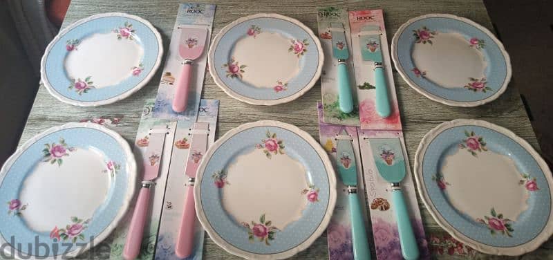 floral desserts and sweets plates and knifes 4