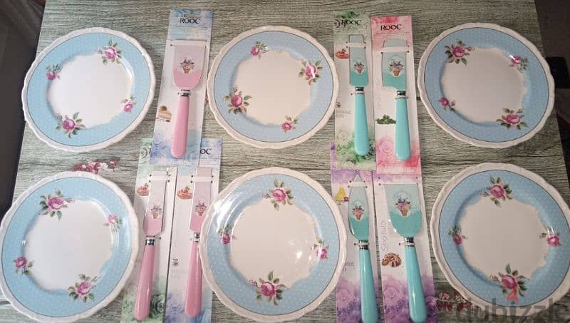 floral desserts and sweets plates and knifes 8