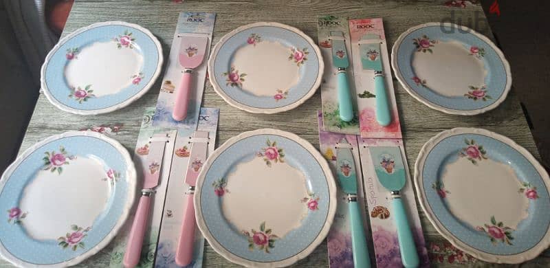 floral desserts and sweets plates and knifes 10