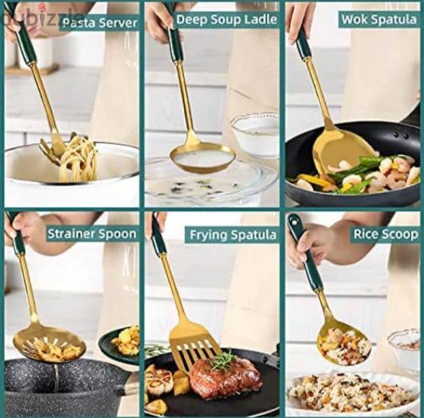 gold excellent stainless steel cooking spoons 4