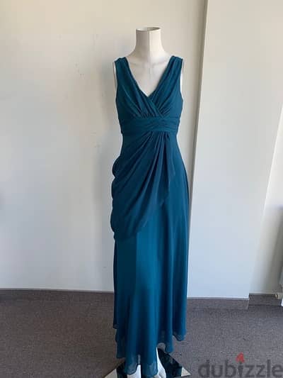 Dollar chiffon dark green evening maxi dress with matching shawl