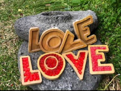 beautiful love letter wood plates set