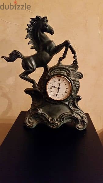 old italy bronze horse clock