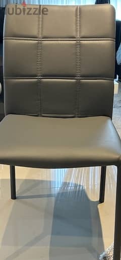 6 dinning chairs, grey color, leather