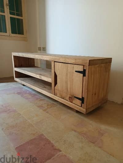 wood tv unit pine wood خزانة تلفزيون خشب صنوبر