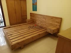 massive pine wood bed queen size تخت مجمز خشب صنوبر روسي طبيعي