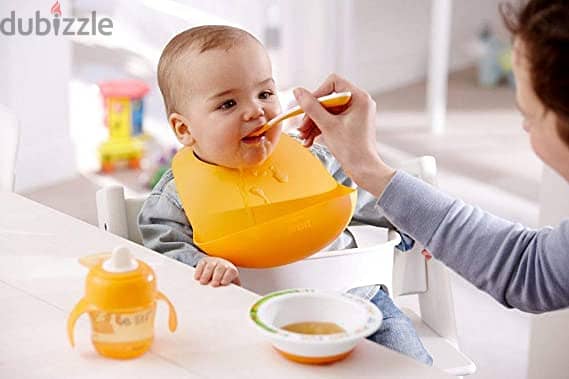 1) Baby Avent Feeding Bib (NEW) and 2) unspillable Baby bowl 0