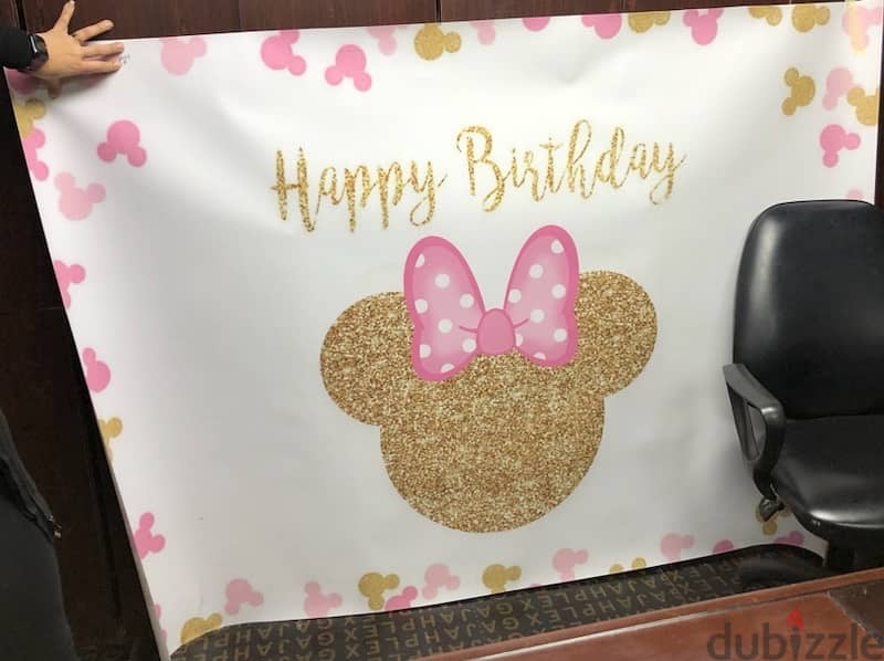 birthday supplies, decoration banner, backround, Minnie mouse theme 0