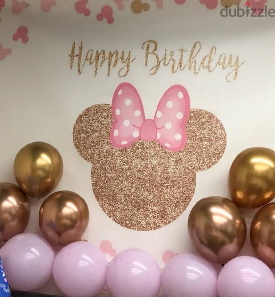 birthday supplies, decoration banner, backround, Minnie mouse theme 2