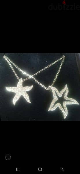 original Swarovski double chain double pendant star fish 7