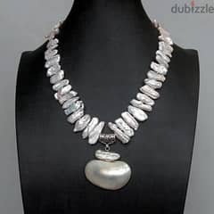 Fresh  Water White Biwa Pearl Necklace