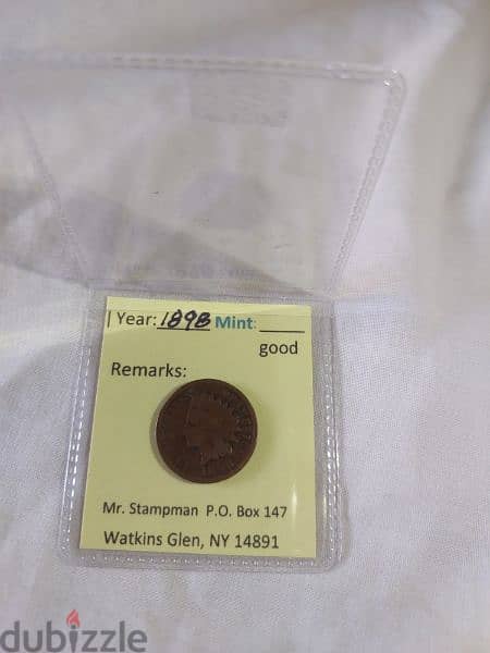 Indian Head USA cent year 1898 Dealer Certified 0