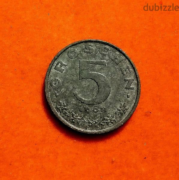 1968 Austria 5 Groschen Zinc coin KM# 2875 1