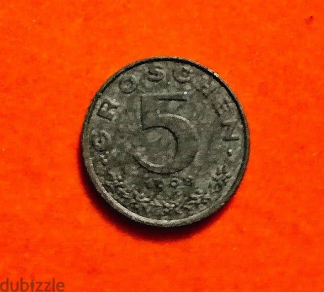 1968 Austria 5 Groschen Zinc coin KM# 2875 2