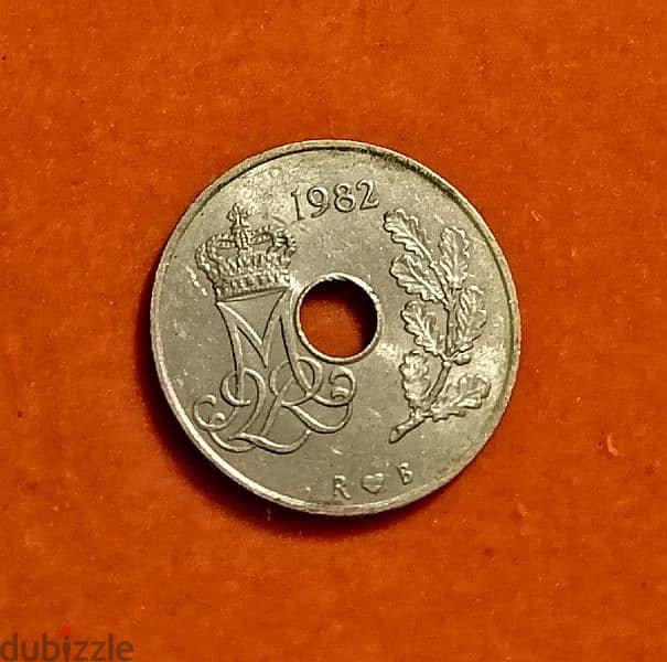 1982 Danmark 25 Ore' old coin 1