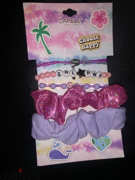 kids accesories, hair bands x2 with 3 bracelets 1