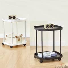 Double-Layer End Table with Wheels 50x43x43cm