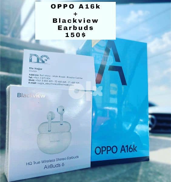 OPPO A16K 128GB + Free Airpods + Free Smart Watch 1
