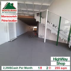 !! 2,250$/Month !! Shop For Rent in Mansourieh !!