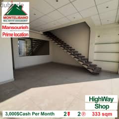 !! 3000$/Month !! Shop for Rent in Mansourieh !! 0