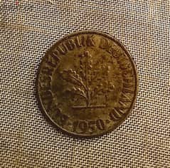 1950 Germany 10 Pfennig old coin